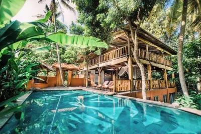 Image de 5br Unique Eco Villa par rizière, nourriture de massage pour piscine Yoga Ac. 10 places / chauffeur