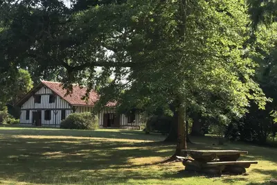 Image de Ferme traditionnelle française, joliment rénovée avec une piscine dans la forêt