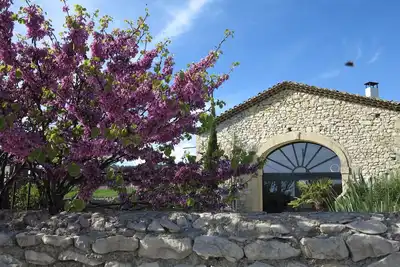 Image de Beau mas en pierre piscine sud de France climatisé avec grande terrasse ombragée