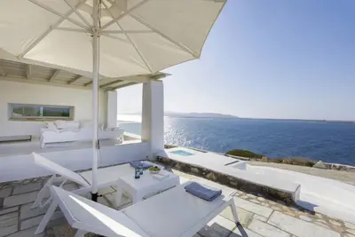 Image de Thea Villas 1, vue panoramique à couper le souffle sur la mer et le coucher du soleil, piscine privée
