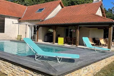 Image de Belle grange rénovée avec piscine privée 9mx4m chauffée, vue sur la vallée