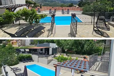 Image de Maison de vacances au dessus avec piscine