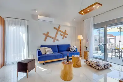 Image de Ikia Aretousa: design chic, moderne, nouvelle construction, proche des plages de sable, très bien situé