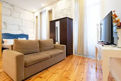 Image de vue sur le jardin, balcon, appartement au coeur de Viseu avec wifi