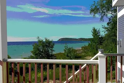 Image de Directement sur le lac Mi ~ vues des îles Manitou et du rivage de l'ours endormi