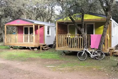 Image de Mobil-home Confort + Evasion 30m² (2 chambres) - terrasse couverte comprise + Tv + Climatisation 5 personnes