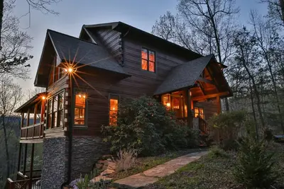Image de Longview - Magnifique maison en bois rond avec de superbes vues sur le coucher du soleil - Accès au lac