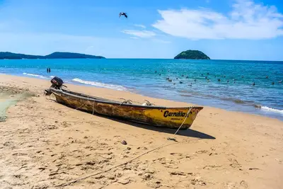 Image de Maison de plage de cinq chambres avec vue imprenable, plage de baignade calme et piscine.