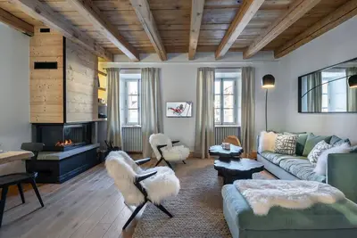 Image de Appartement rénové 3 ch, centre Megève, parking, wifi