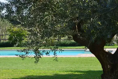 Image de Rural et concevoir un chalet tout à fait dans un espace vert avec une piscine partagée