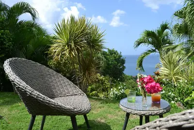 Large vue mer, jardin magnifique et piscine privée