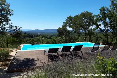 Image de Mas 6 personnes avec piscine chauffée, spa, sauna et vue sur les Cévennes