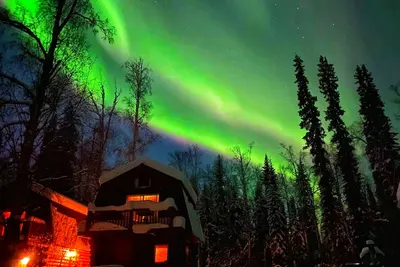 Image de Log Cabin sur la magnifique rivière Chena! 4 personnes * visualisation Aurora