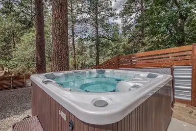 Image de Superbe cabine Fern Valley avec vue sur la forêt et bain à remous privé - chiens bienvenus!