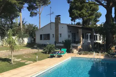 Image de Villa avec piscine dans un jardin fleuri