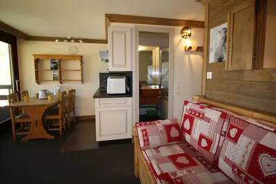 Image de Studio cabine 4 pers au pied des pistes avec balcon