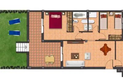 Appartement de 2 chambres avec bloc de jardin 1 (Appartement 1)