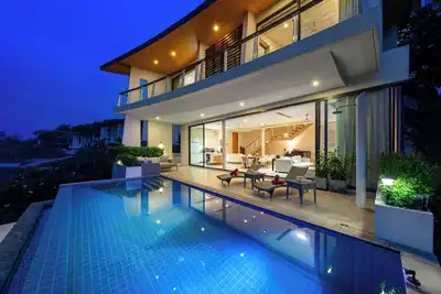 Image de Vue panoramique sur la mer 3br / 4br piscine privée-près de Big Buddha, Bophut Pier, aéroport