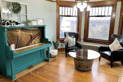 Image de La maison sur les collines dans la région viticole du sud-ouest du Michigan