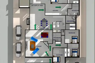 Image de Maison spacieuse avec galerie d'art, piscine, intérieur et 2 espaces extérieurs braai.