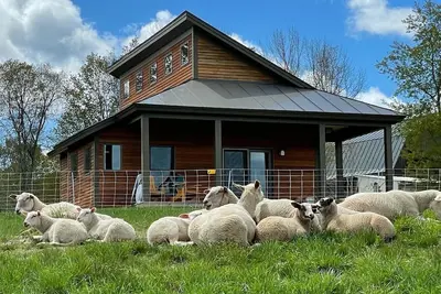 Image de Découvrez la vie dans une ferme du Vermont dans une belle cabine moderne - une vue imprenable!