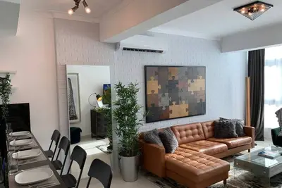 Image de Appartement à Saint-Domingue avec piscine sur le toit avec vue sur l'océan et la ville