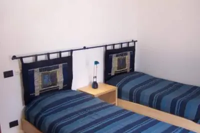 Image de distance de la maison bleue