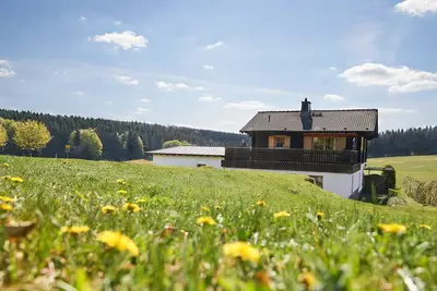 Image de Log cabin flair in the middle of mountain meadows and forest, huge terrace and garden