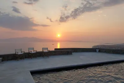 Image de Vue panoramique de 180° sur la mer. Sublimes couchers de soleil