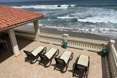 Oceanfront 3 Bdrm House on Surf Beach near Rincon with Private Beach Access