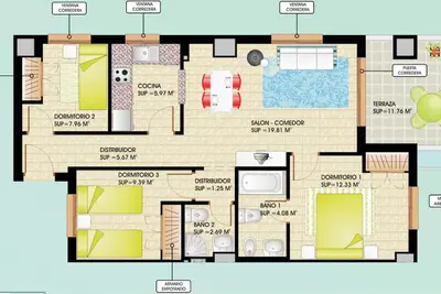 Image de Appartement Magic World, 3 chambres 2 salles de bain 9 personnes, 200m la plage