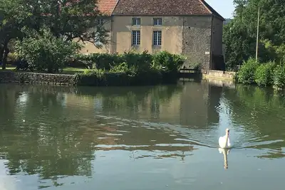 Gîte en Bourgogne, . Dans ancien moulin, jardin privatif et vue sur le  bief.