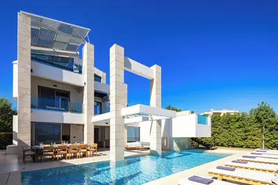 Two private pools, walking distance to Agia Marina and the beach!