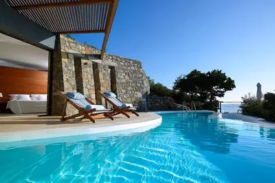 Luxury Crete Villa | Villa Daphne | Private Pool | Ocean Front | 1 Bdr | Nikolaos