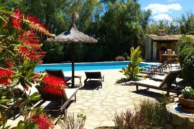Natural stone finca in beautiful garden near Pollenca, only 7 min. to the sea