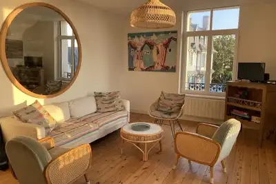 Image de Appartement neuf, vue mer, 6 pers, plage Val André à 80m, tout à pied, jardin