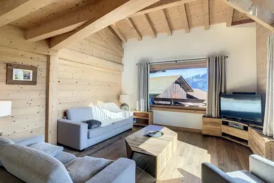 Image de Duplex neuf avec terrasse face au Mont Blanc, 3 chambres et mezzanine, Ă 3 km du centre de Combloux