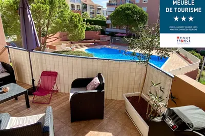 Image de L'AMPHITHÉÂTRE, appartement 3 pièces climatisé, terrasse, piscine & parking