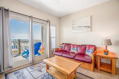 Second-floor oceanfront condo with ocean view, pool, & central Ac