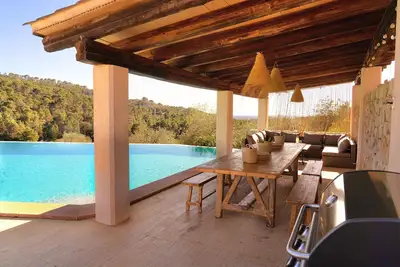 Image de Maison rurale Son Fluxá avec piscine et vue sur la montagne
