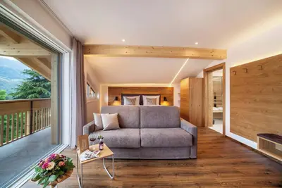 Image de Appartement \"Engel Summerfrisch\" avec vue sur les montagnes, climatisation, Wi-Fi, sauna et terrasse
