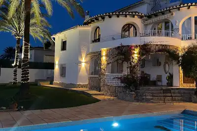 seaside villa with mountain view