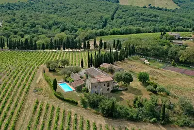 Image de Traumblick in die Toskana vom Ferienhaus mit Pool auf HĂĽgel zw. Siena u. Florenz