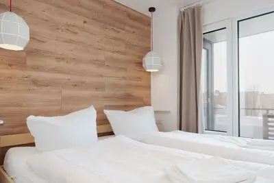 Modern apartment near the beach with beach chair