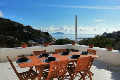 Villa with garden and 2 private terraces in the center of Ponza.