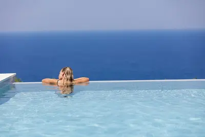 Stylish Villa With Boho Decor, Heated Pool, Lawn Garden, sea Views & Playground!