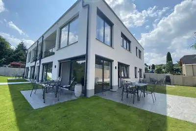 Apartments-Saaldorf Wg1 with terrace and view of the reservoir