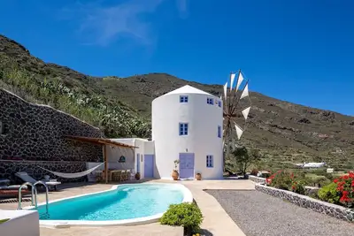 Blue Windmill Santorini luxury villa with private pool and sea view