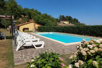 Tuscan villa with private pool and garden overlooking Mount Amiata