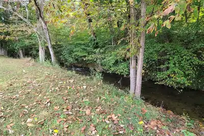 A Rv with a Creekside view